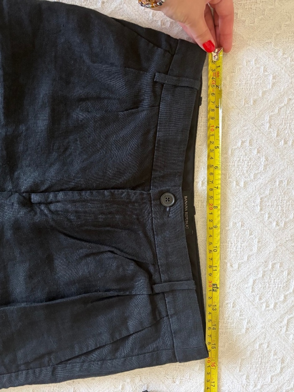 Women's 8 Banana Republic Black Linen Trousers Pleated Front - Picture 3 of 14